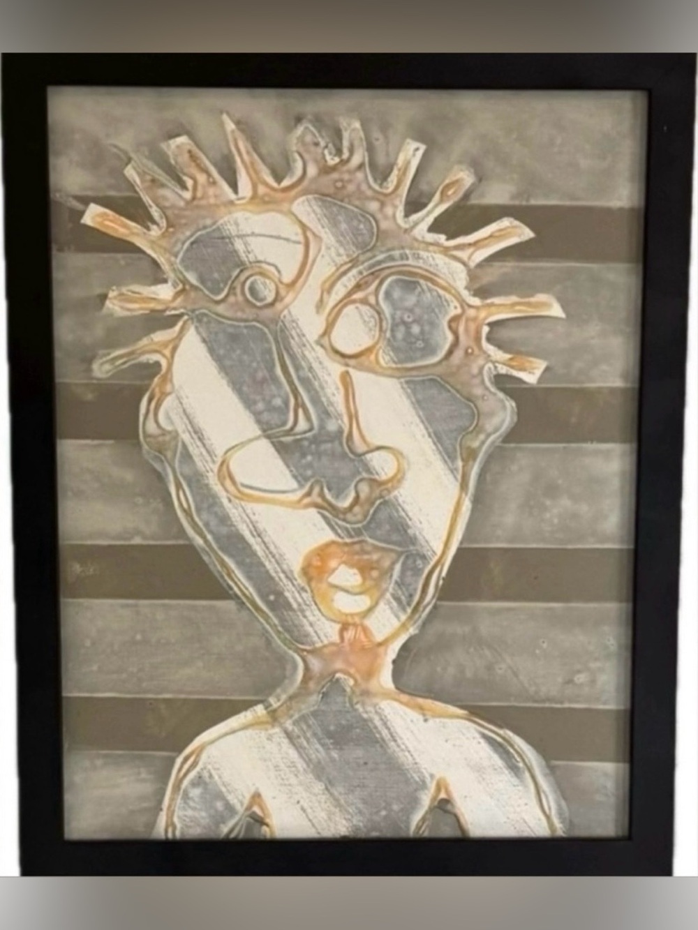 Original Modern Fine Art DAN SAYLES Painting Signed Framed ABSTRACT PORTRAITURE